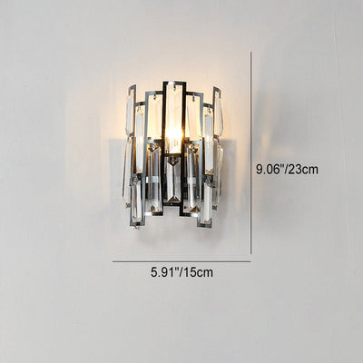 Modern Luxury Half Cylinder Stainless Steel Crystal 1-Light Wall Sconce Lamp For Living Room