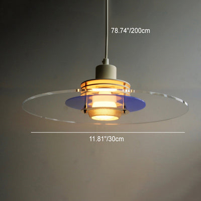 Contemporary Scandinavian Round Flying Saucer Hardware Glass 1-Light Pendant Light For Living Room