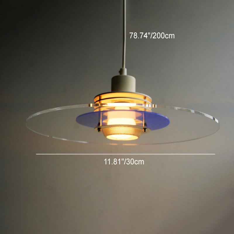 Contemporary Scandinavian Round Flying Saucer Hardware Glass 1-Light Pendant Light For Living Room