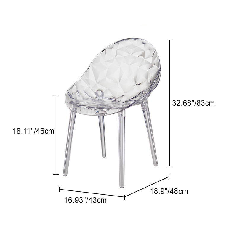 Modern Minimalist Square Acrylic Chair Four Legs Backrest For Living Room