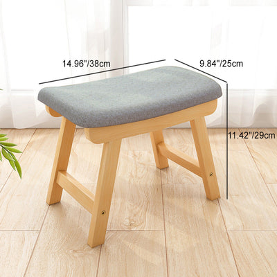 Contemporary Simplicity Rectangular Wood Fabric Vanity Stool Backless Armless For Bedroom