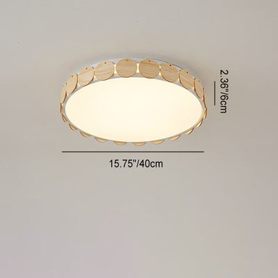 Modern Minimalist Wooden Round Edge Acrylic LED Flush Mount Ceiling Light