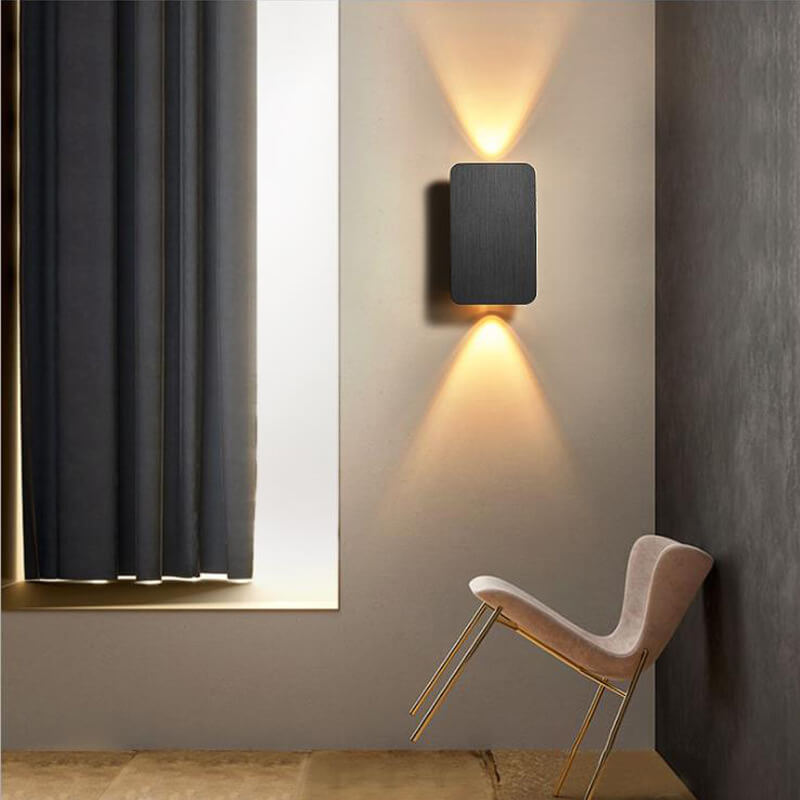 Nordische, minimalistische, rechteckige, 1-flammige LED-Wandleuchte aus Aluminium 