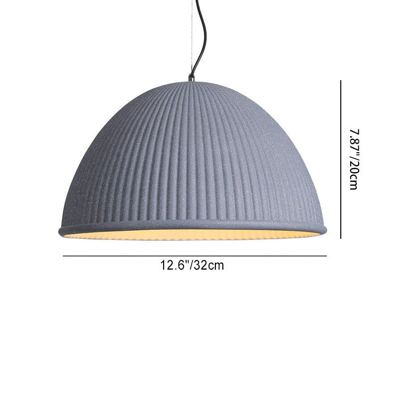 Contemporary Scandinavian Striped Semicircle Resin Shade 1-Light Pendant Light For Bedroom