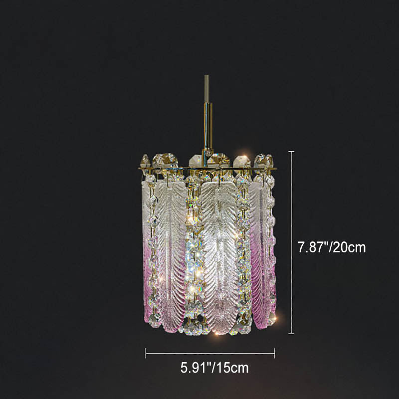 Modern Creative Crystal Cylinder 1-Light Pendant Light For Living Room