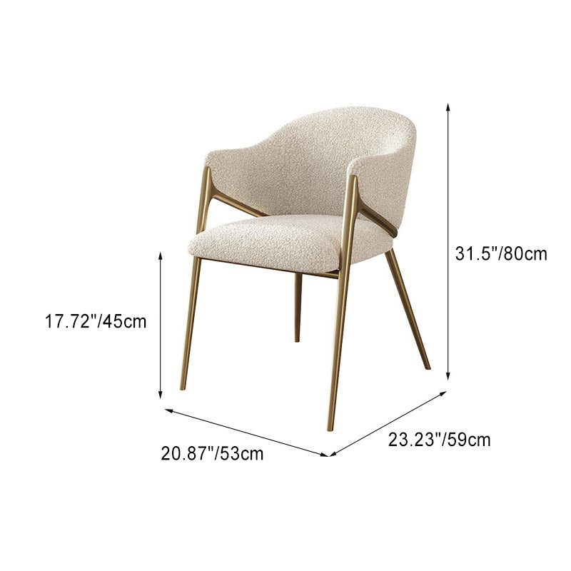 Contemporary Luxury Round Lambswool Stainless Steel Legs Dining Chair Backrest Armrest For Dining Room