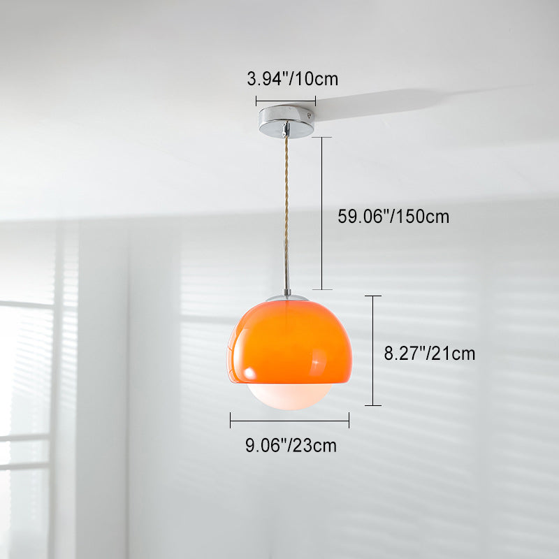 Modern Minimalist Round Ball Glass Iron 1-Light Pendant Light For Living Room