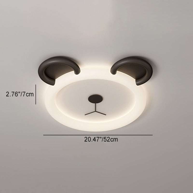 Contemporary Creative Cartoon Panda PE Resin LED Kids Flush Mount Ceiling Light For Bedroom