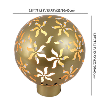 Contemporary Industrial Solar Stainless Steel Carved Sphere 1-Light Post Light Lawn Landscape Light For Outdoor Patio