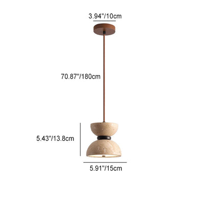 Modern Minimalist Dumbbell Stone Wood LED Pendant Light For Bedroom