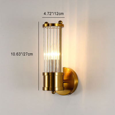 Contemporary Scandinavian Cylinder Multi-Length Disc Base Iron Crystal 1/2 Light Wall Sconce Lamp For Living Room