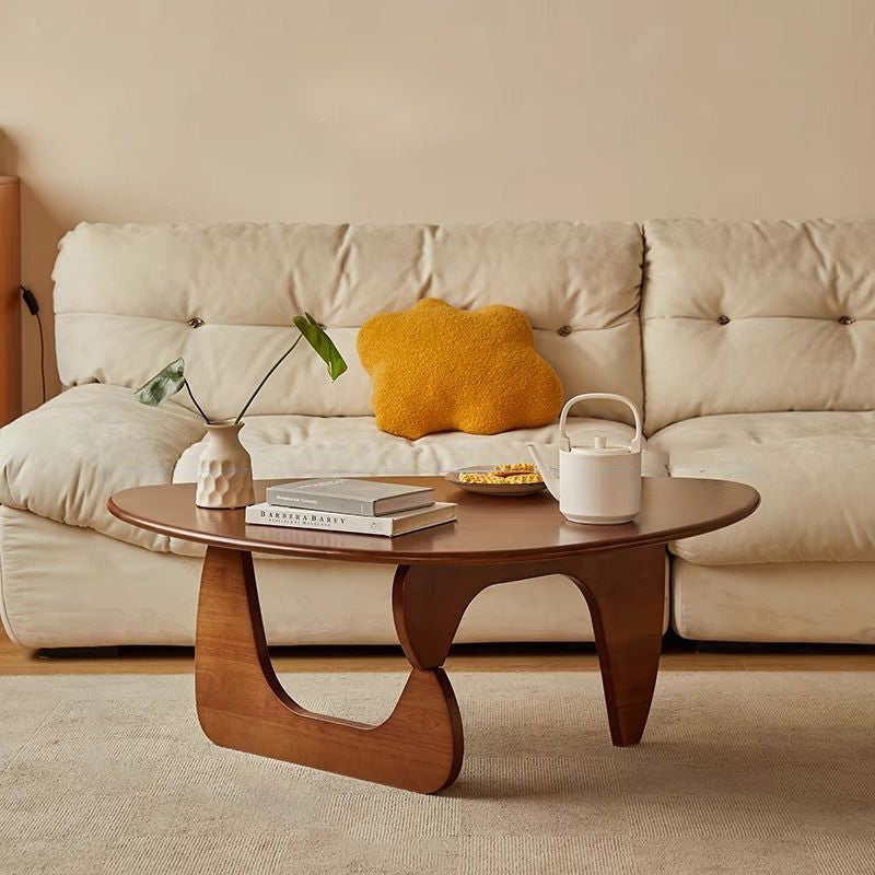 Traditional Japanese Triangle Rubber Wood Coffee Table For Living Room