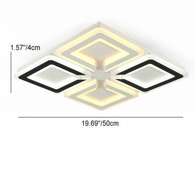 Modern Minimalist Diamond Iron Acrylic LED Flush Mount Ceiling Light For Living Room