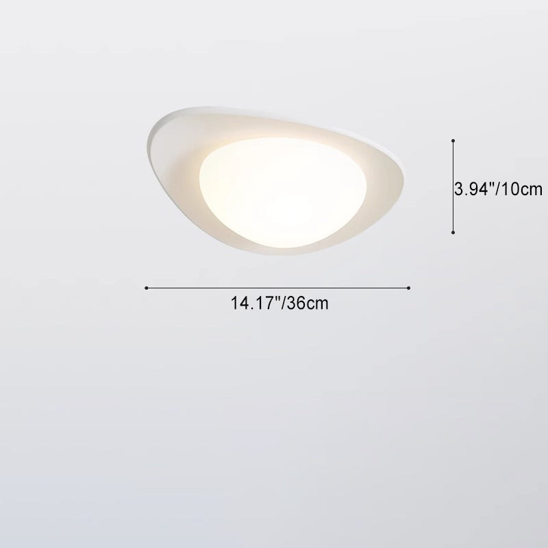 Modern Minimalist Cobblestone Elliptical Resin PE LED Flush Mount Ceiling Light For Bedroom