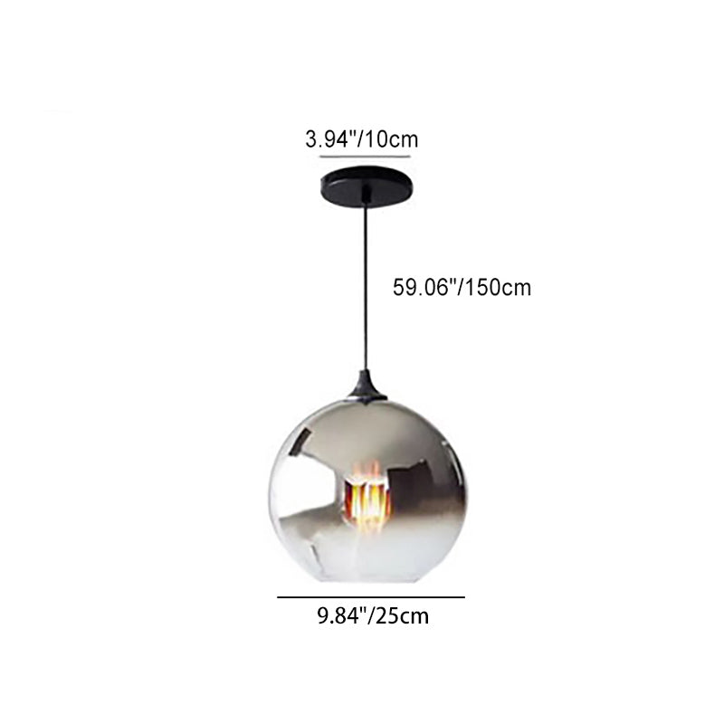 Contemporary Scandinavian Orb Glass Iron 1-Light Pendant Light For Bedroom