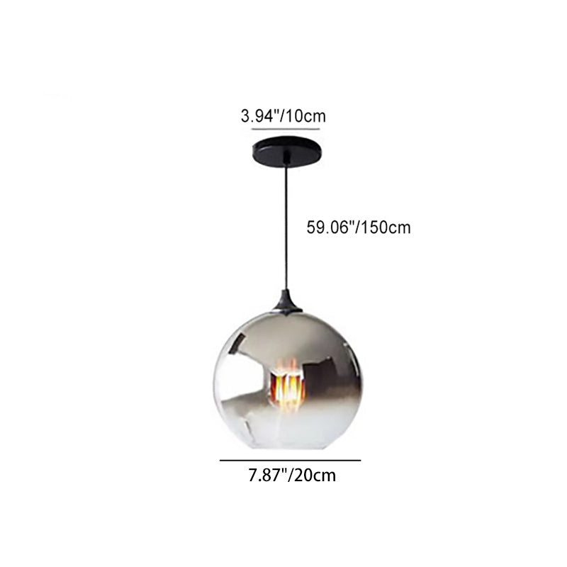 Contemporary Scandinavian Orb Glass Iron 1-Light Pendant Light For Bedroom