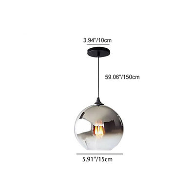 Contemporary Scandinavian Orb Glass Iron 1-Light Pendant Light For Bedroom