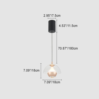 Modern Simplicity Hemisphere Liftable Aluminium Acrylic LED Pendant Light For Dining Room