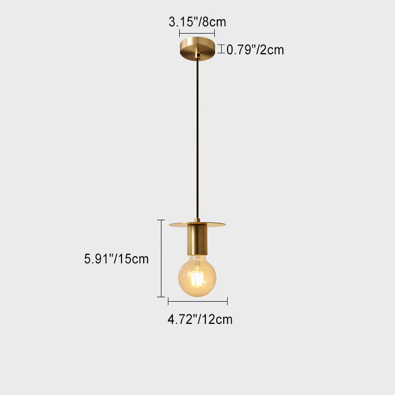 Modern Minimalist Half Round Begs Round Copper 1-Light Pendant Light For Living Room