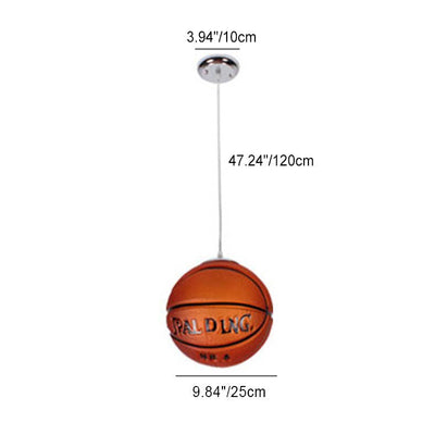 Contemporary Creative Iron Glass Basketball Shade 1-Light Pendant Light For Bedroom