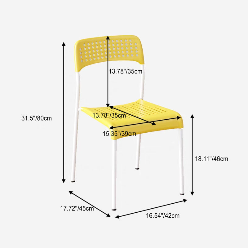 Modern Minimalist Square Plastic Iron Multi-Holes Dining Chair Backrest For Dining Room