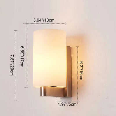 Modern Minimalist Iron Glass Cylinder 1-Light Wall Sconce Lamp For Hallway