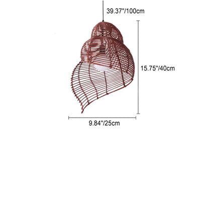 Lampe suspendue à 1 lumière conque en rotin, personnalité créative et moderne 
