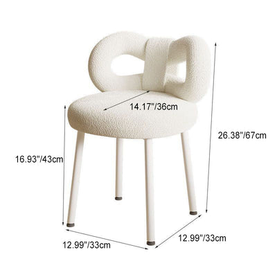 Contemporary Nordic Lambswool Round Vanity Stool Butterfly Backrest For Bedroom