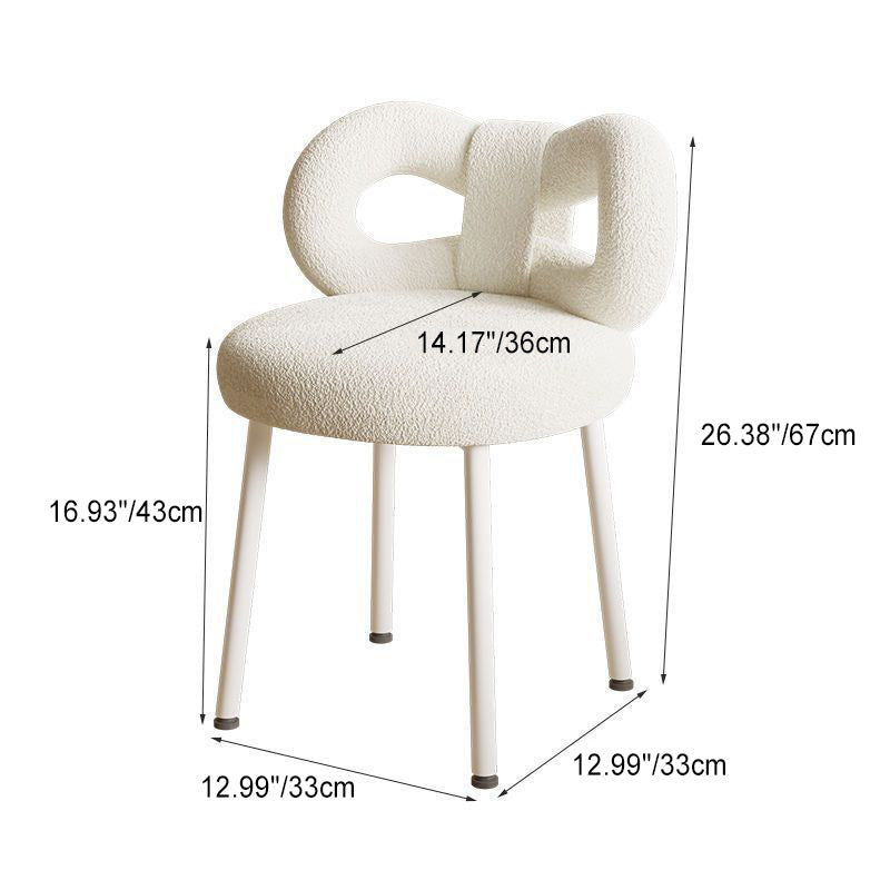 Contemporary Nordic Lambswool Round Vanity Stool Butterfly Backrest For Bedroom