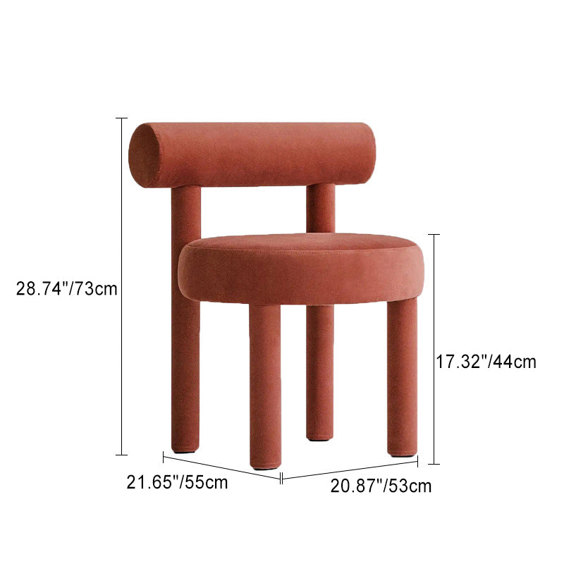 Modern Minimalist Round Wood Sponge Velvet Chair Four Legs Backrest For Living Room