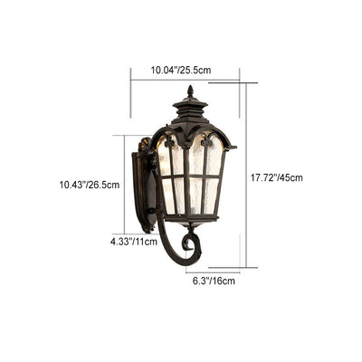 Traditional European Waterproof Aluminum Glass Cylinder Ripple 1-Light Wall Sconce Lamp For Outdoor Patio