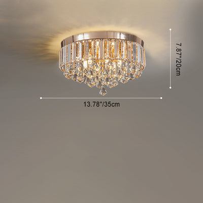 Modern Luxury Round Iron Crystal Beads 6/9-Light Flush Mount Ceiling Light For Living Room