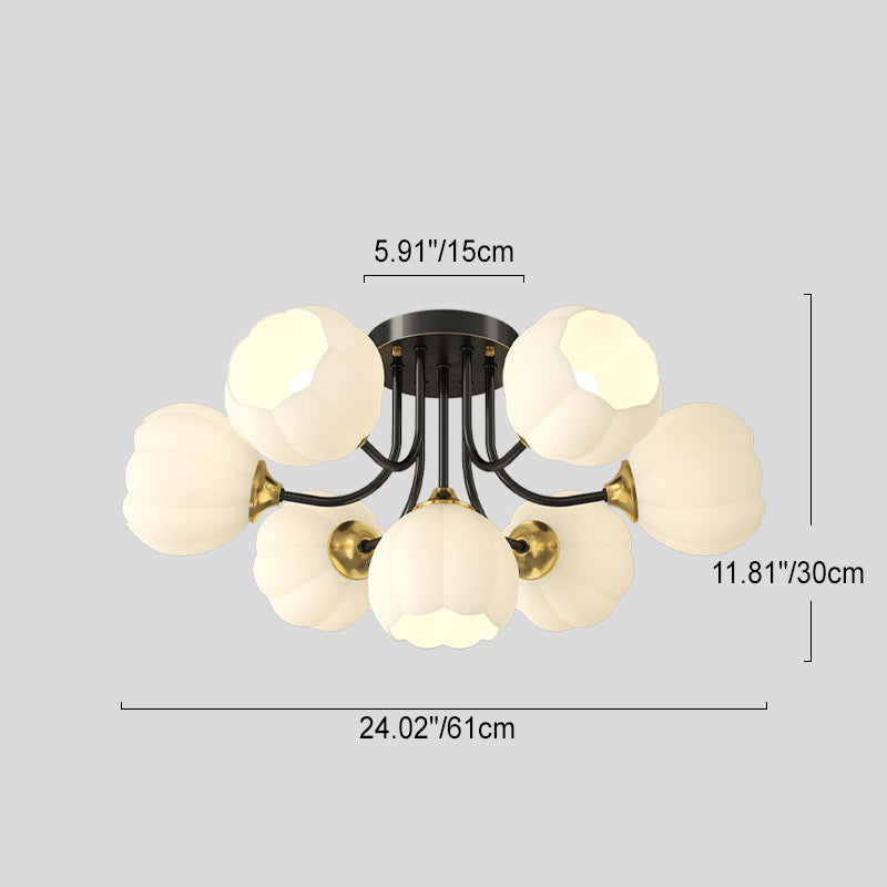 Contemporary Creative Pod Copper Glass 7/9 Light Semi-Flush Mount Ceiling Light For Living Room