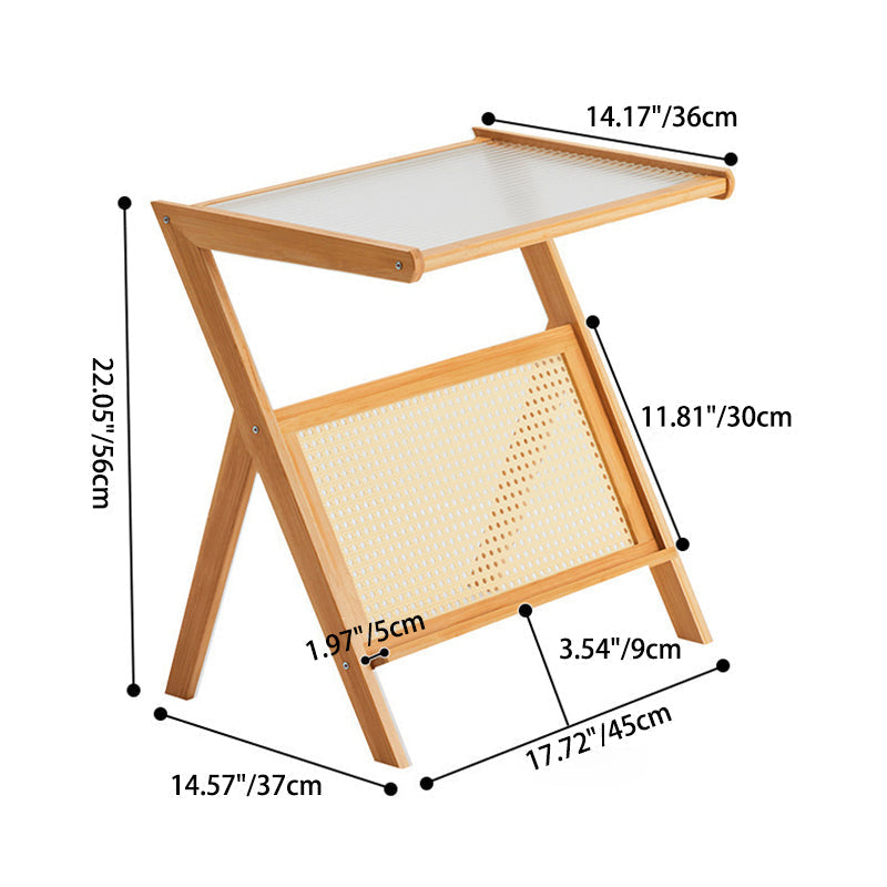 Contemporary Simplicity Z-shaped Glass Bamboo End Table For Living Room