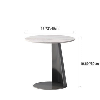 Contemporary Nordic Round Rock Slab Carbon Steel Coffee Table For Living Room