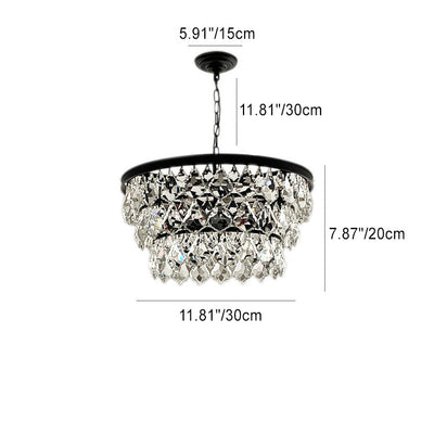 Contemporary Scandinavian Crystal Pendant Round Crystal Iron 4/5/9/12 Light Chandelier For Bedroom