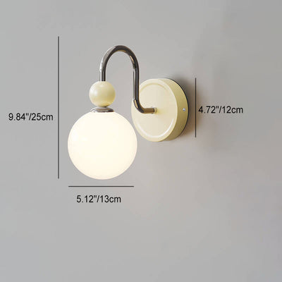 Modern Minimalist Cream Style Wrought Iron Ball 1-Light Wall Sconce Lamp