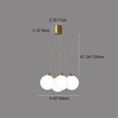 Contemporary Creative Orb Balloon Copper Glass 4/5/7 Light Chandelier For Living Room