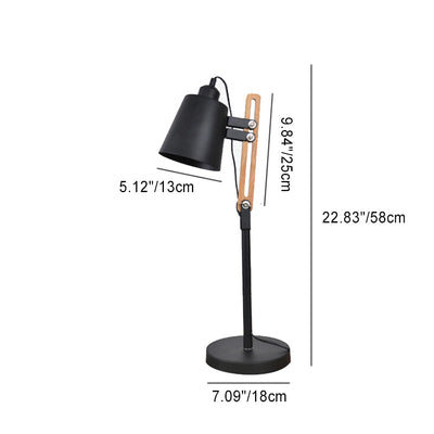 Contemporary Nordic Cylinder Iron Wood Rotatable 1-Light Desk Lamp For Study