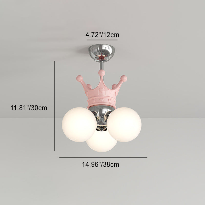 Modern Minimalist Princess Crown Metal Acrylic LED Pendant Light For Bedroom