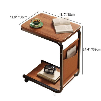 Modern Minimalist Square Tabletop Density Board Metal Side Table 1-Storage For Living Room