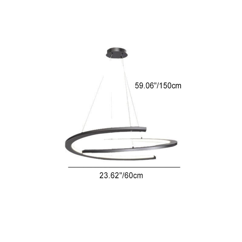 Modern Minimalist Aluminum Silicone Curved Strip LED Chandelier For Living Room