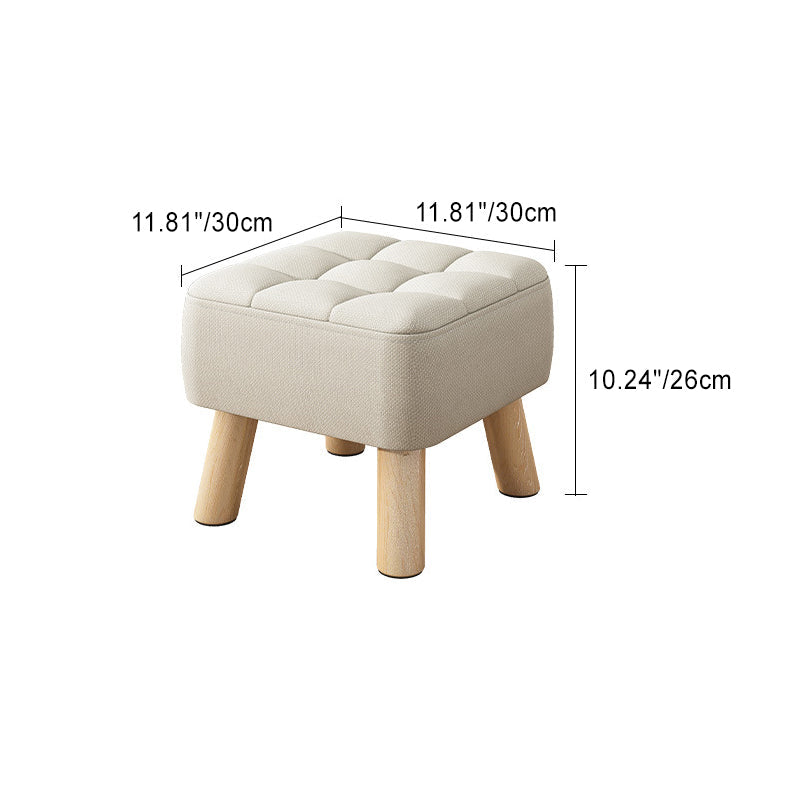 Modern Minimalist Square Fabric Solid Wood Low Stool For Living Room