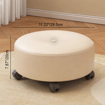 Modern Minimalist Removable Round Microfiber Leather Solid Wood Chair Backless Armless For Living Room