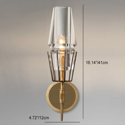 Contemporary Retro Iron Glass Cylinder 1/2 Light Wall Sconce Lamp For Hallway