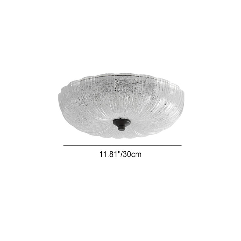 Modern Simplicity Copper Glass Round LED Flush Mount Ceiling Light For Bedroom