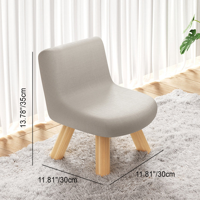 Modern Minimalist Square Linen Solid Wood Chair Backrest Armless For Living Room