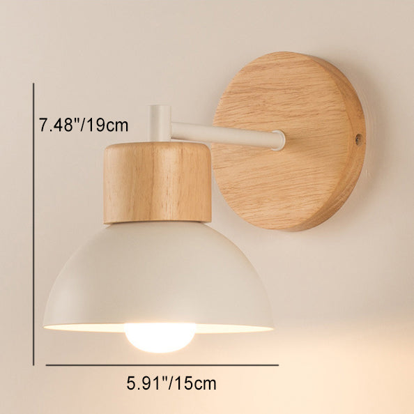 Modern Minimalist Round Half Circle Bird Wood Iron Resin 1-Light Wall Sconce Lamp For Living Room