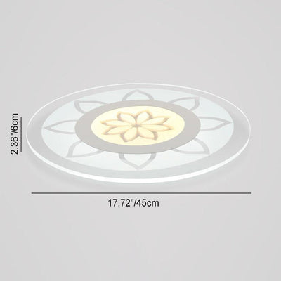 Modern Simplicity Iron Acrylic Round Flower Leave LED Flush Mount Ceiling Light For Living Room