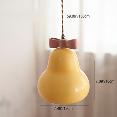 Contemporary Creative Gourd Bow Hardware Glass 1-Light Pendant Light For Living Room